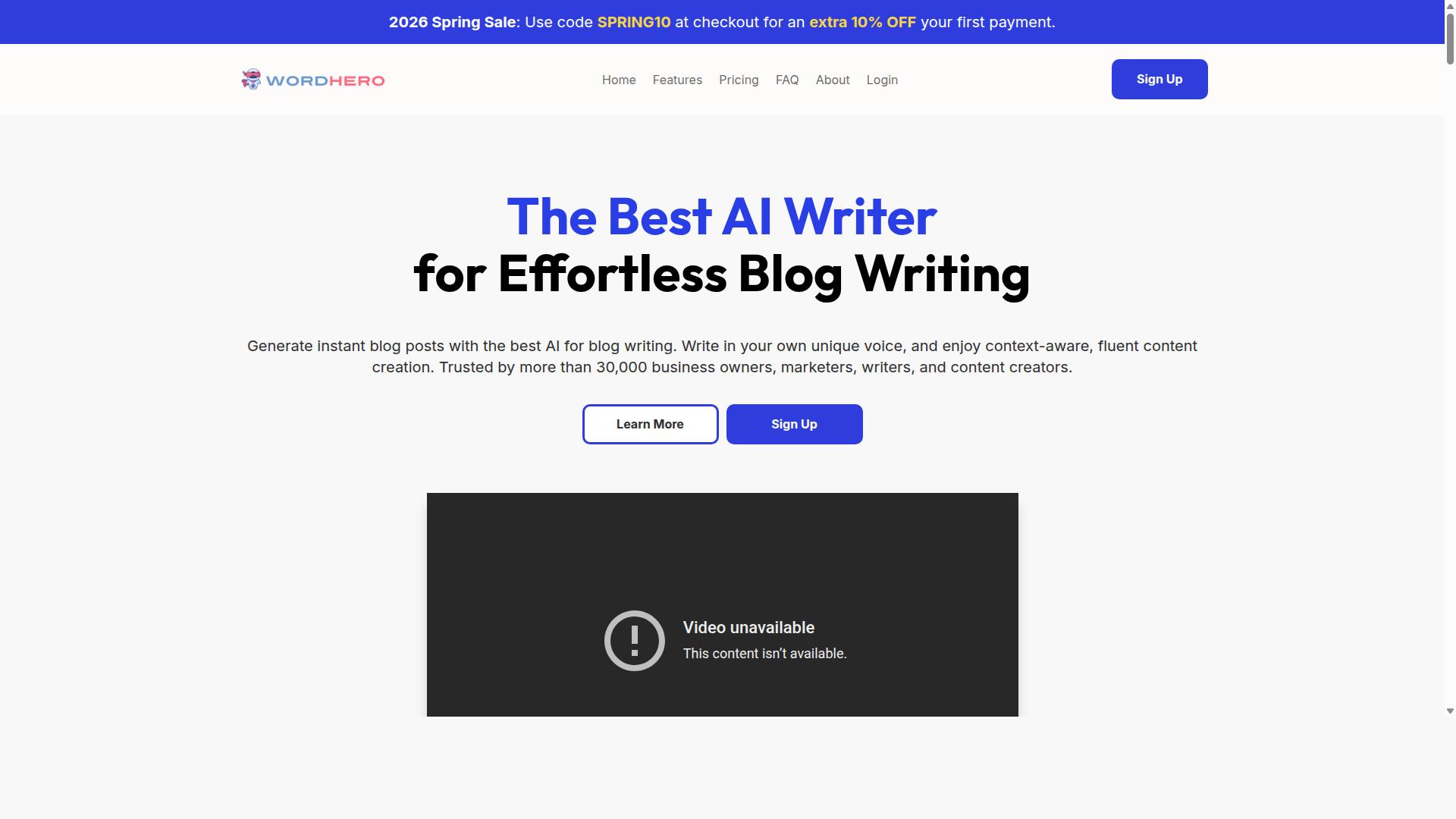 WordHero website